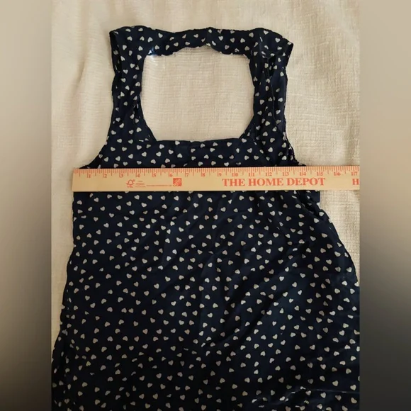 Blue Silk Navy Tank Top with Heart Pattern Women’s XS Silk Lightweight - Picture 6 of 7